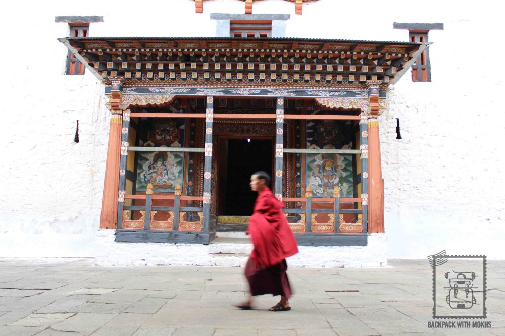 Monk walk by at the Dzong